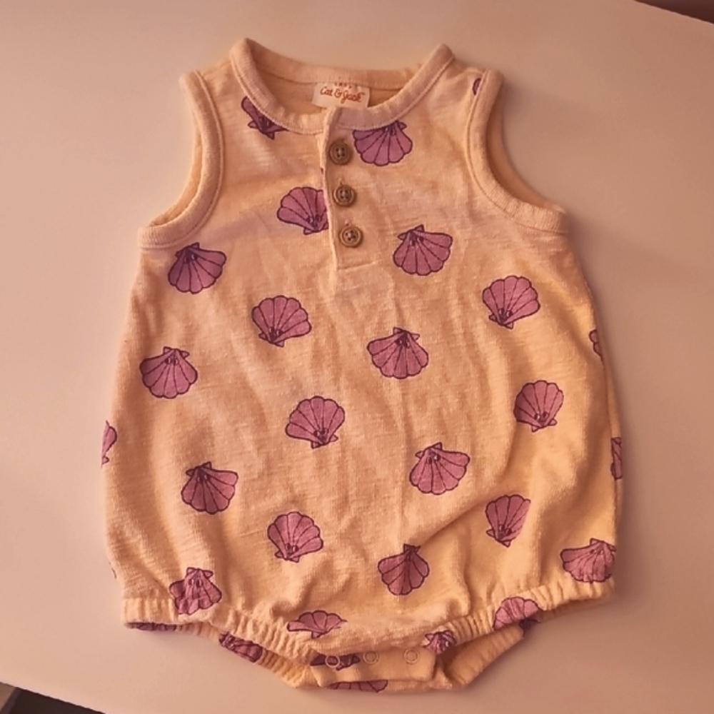 Cute Baby Romper with Purple Shells